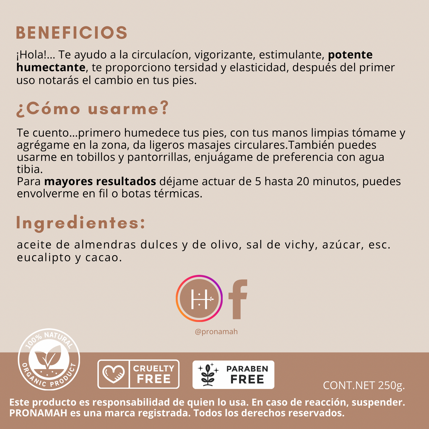 EXFOLIANTE PARA PIES de CACAO - MAXHIC -